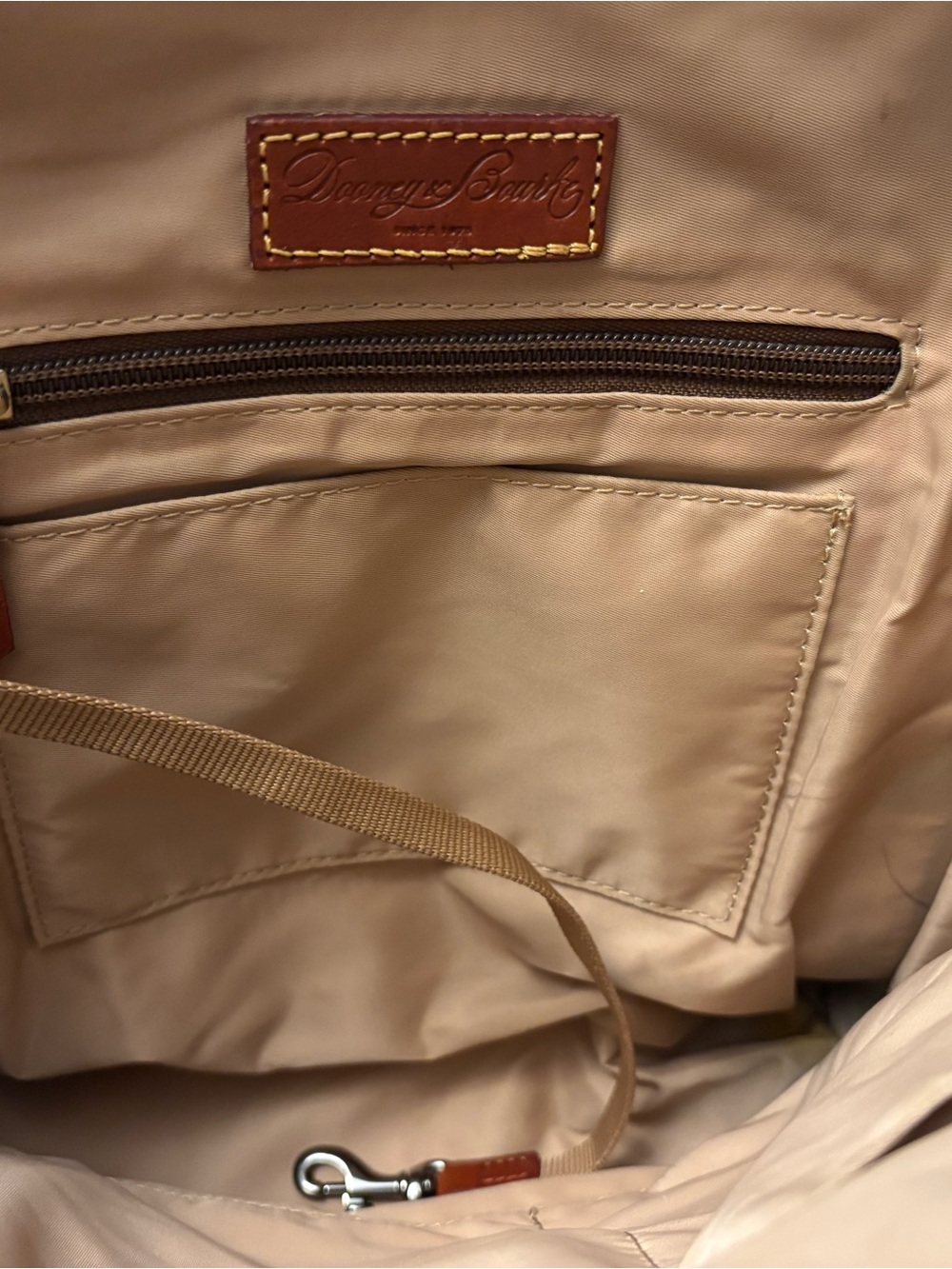Dooney & Bourke Black Nylon Backpack with Brown Leather Trim EUC - Picture 7 of 10